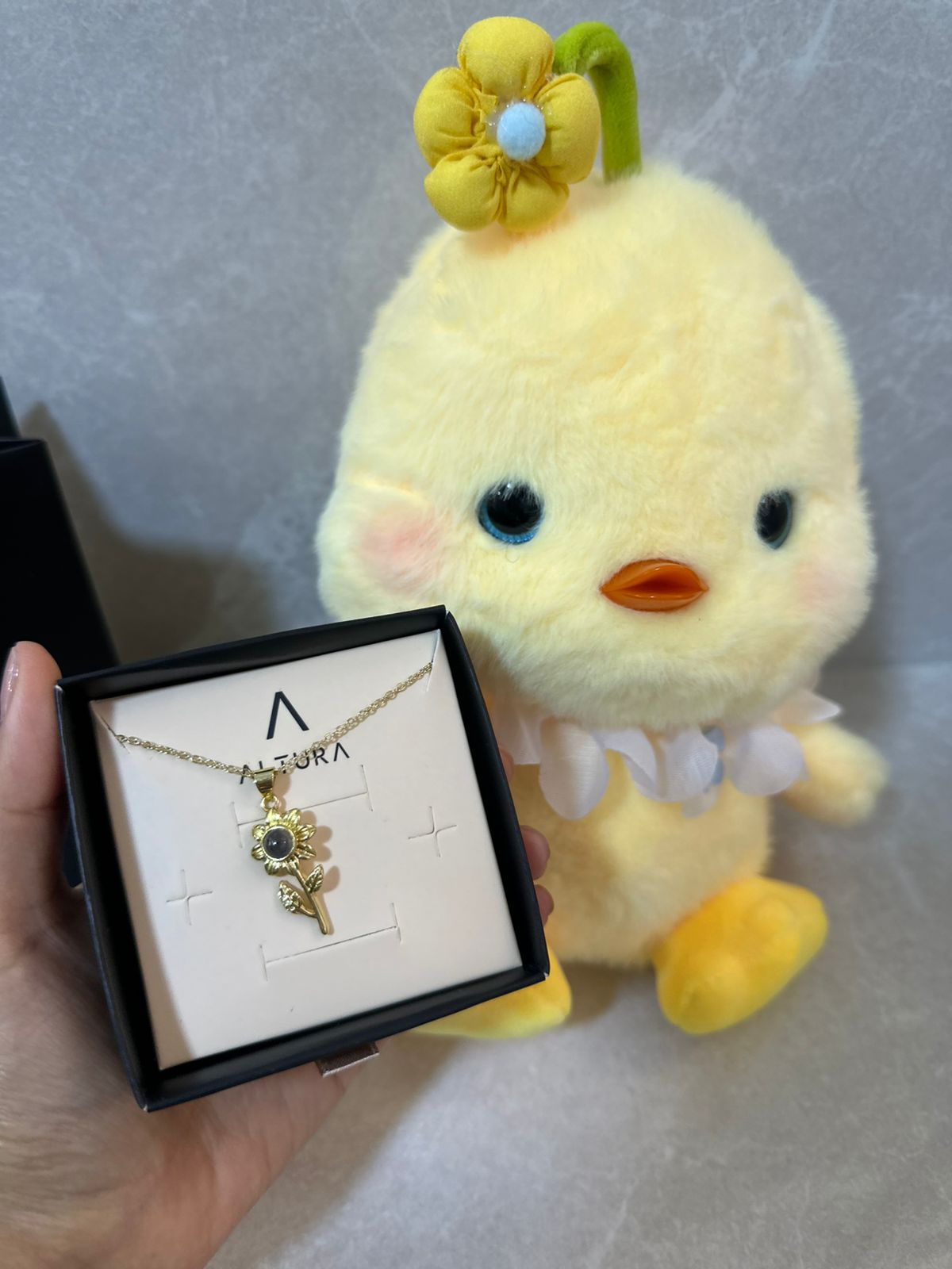 COLLAR GIRASOL + POLLITO DE AMOR