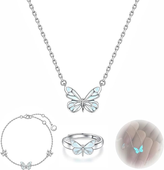 SET MARIPOSA LUMINOSA: COLLAR + PULSERA