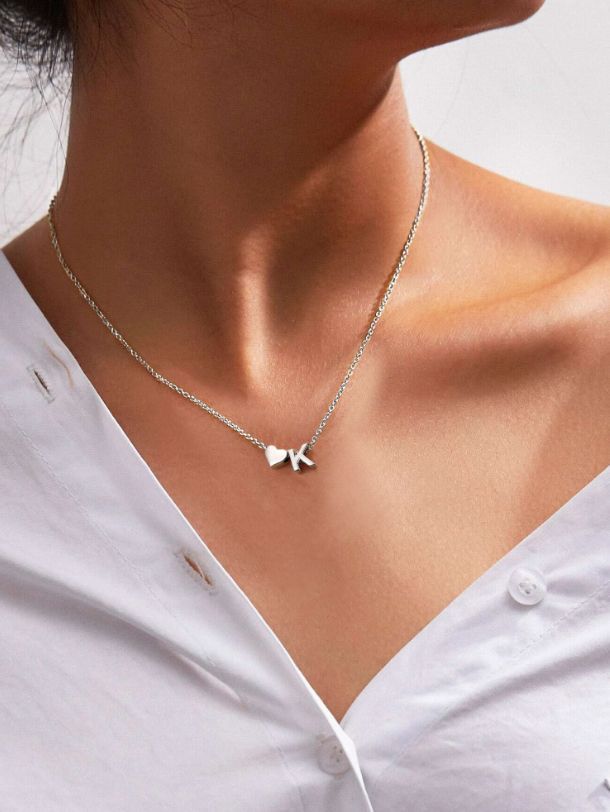 COLLAR INICIAL + CORAZÓN - PLATA LEY 950