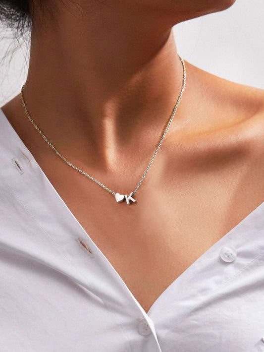 COLLAR INICIAL + CORAZÓN - PLATA LEY 950