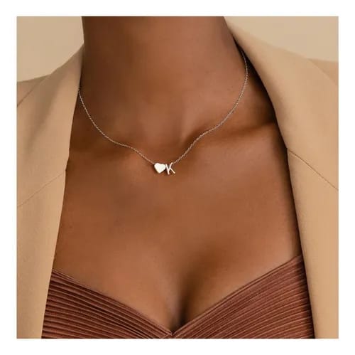 COLLAR INICIAL + CORAZÓN - PLATA LEY 950