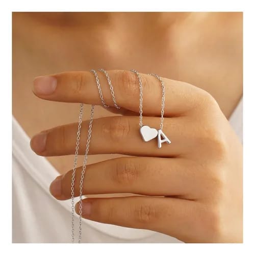 COLLAR INICIAL + CORAZÓN - PLATA LEY 950