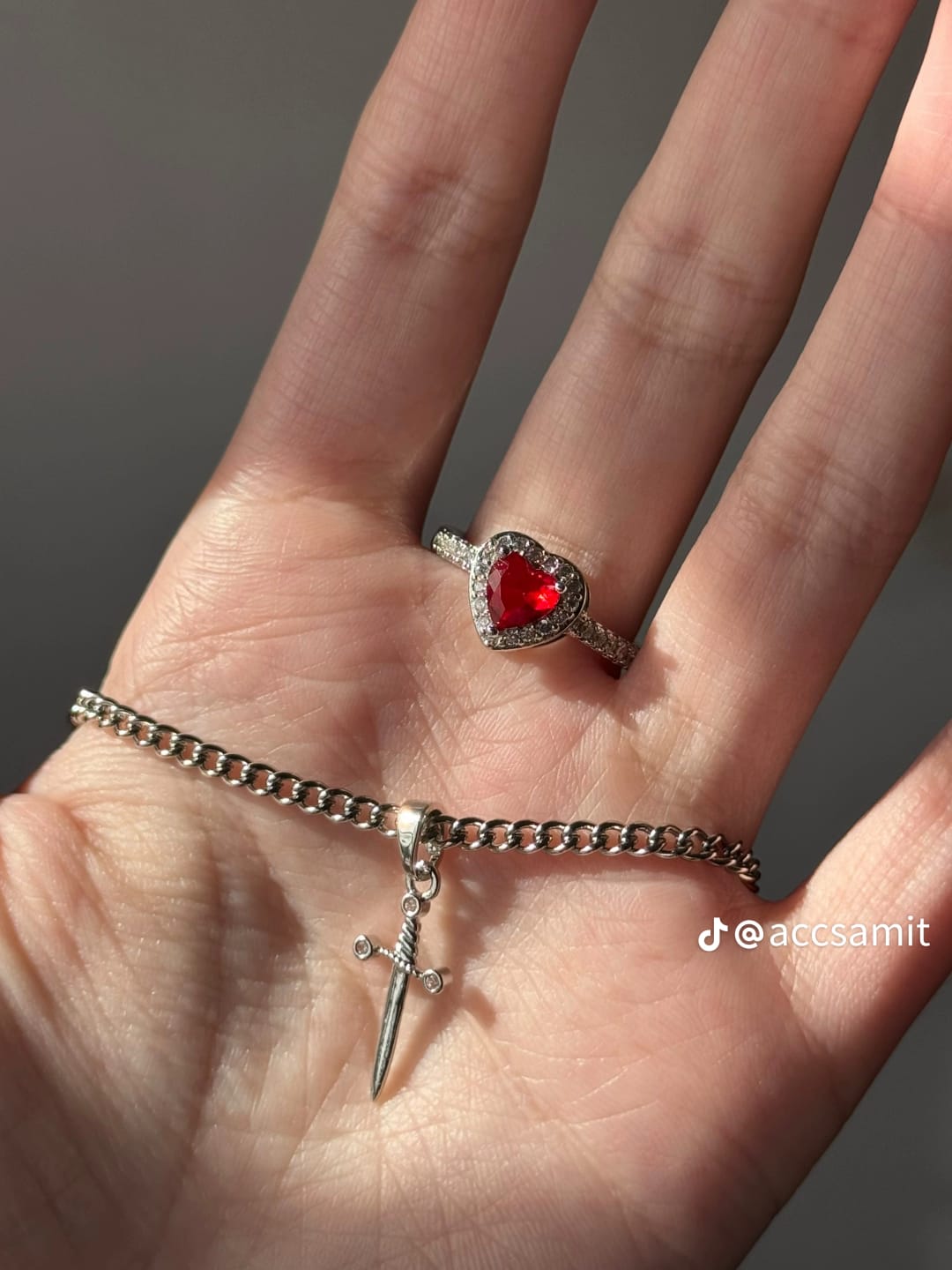 PULSERA ESPADA + ANILLO CORAZÓN