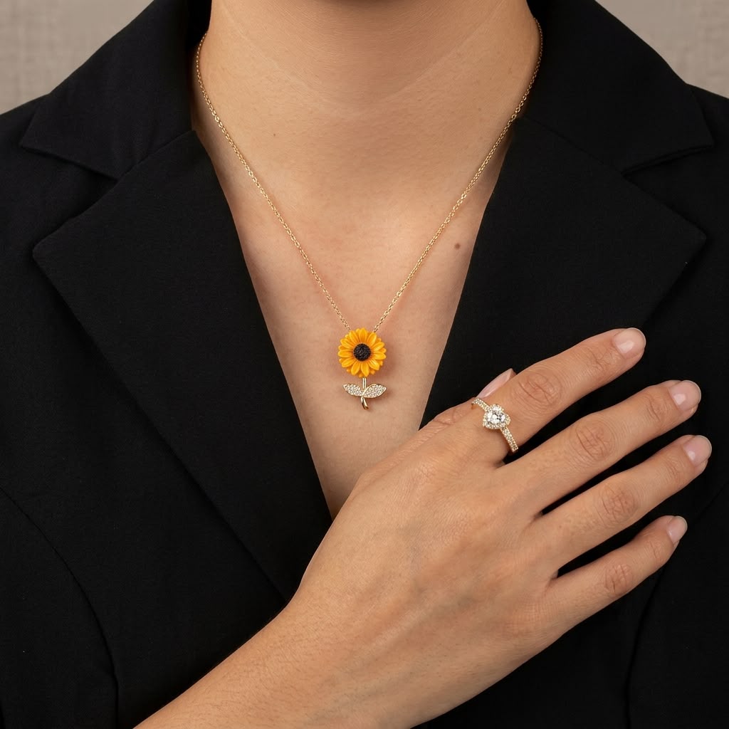 SET GIRASOL: COLLAR + ANILLO