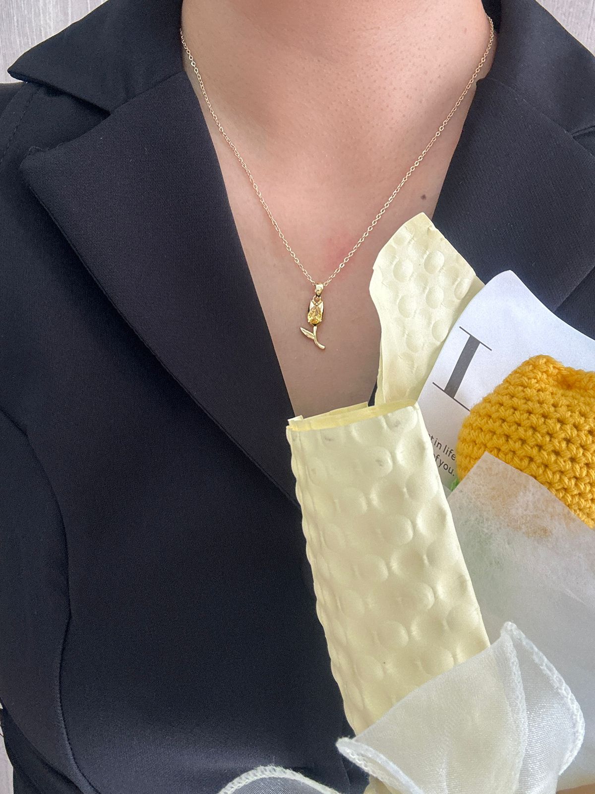 TULIPAN ETERNO AMARILLO: COLLAR + BRAZALETE
