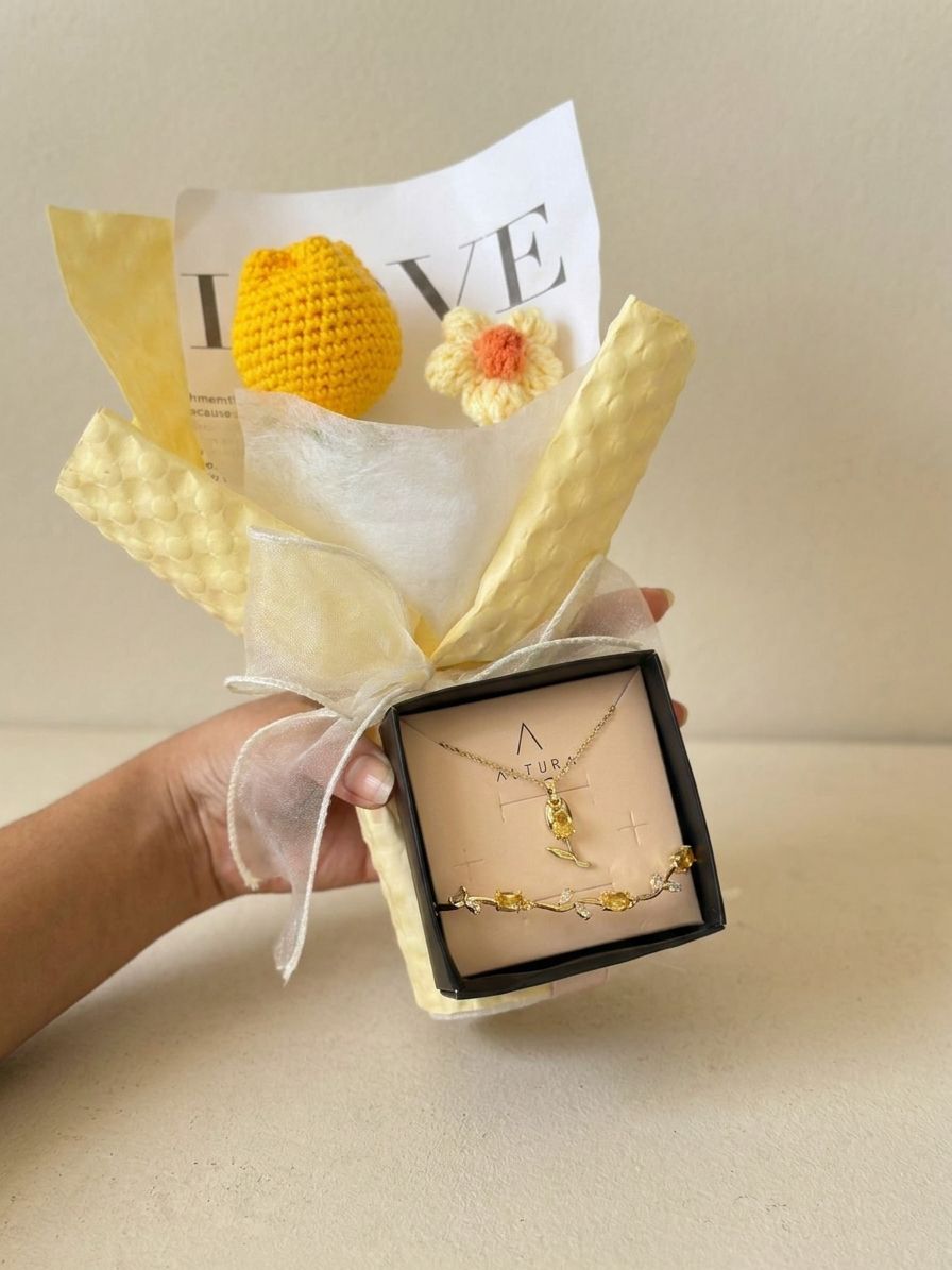 TULIPAN ETERNO AMARILLO: COLLAR + BRAZALETE