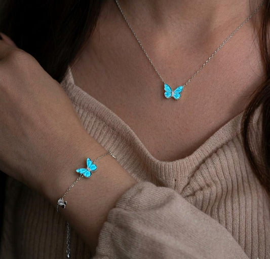 SET MARIPOSA LUMINOSA: COLLAR + PULSERA