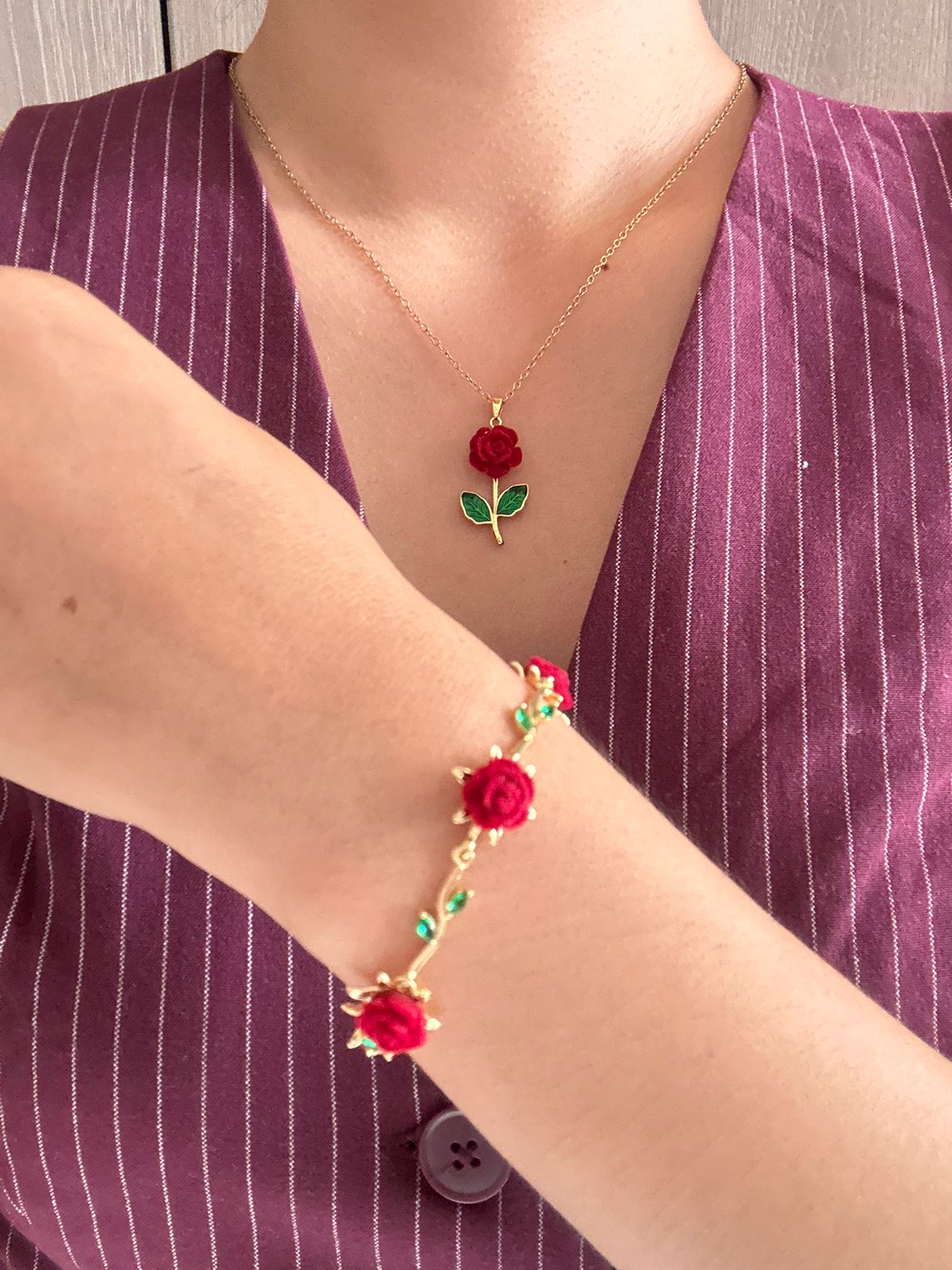 SET ROSA ETERNA: COLLAR + BRAZALETE