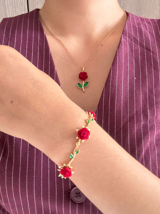 SET ROSA ETERNA: COLLAR + BRAZALETE