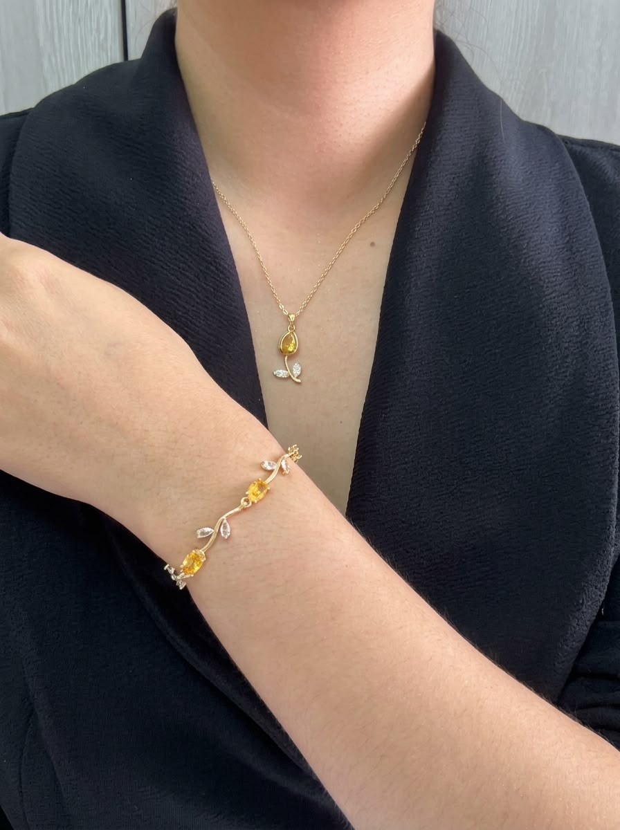 TULIPAN ETERNO AMARILLO: COLLAR + BRAZALETE